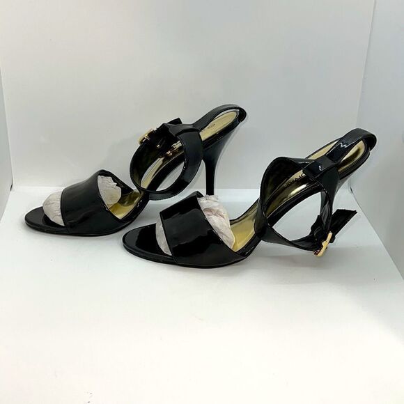 Black Patent Ankle Strap High Heels Sandals. Size 7. - Picture 2 of 7
